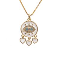 Yiwu Foreign Trade Copper Zircon Ornament Wholesale European And American Copper Plated Real Gold Love Fatima Devil's Eye Necklace main image 3