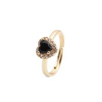 Fashion Heart-shaped Copper Gold-plated Micro-inlaid Zircon Open Ring main image 3