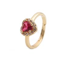 Fashion Heart-shaped Copper Gold-plated Micro-inlaid Zircon Open Ring main image 5