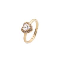 Fashion Heart-shaped Copper Gold-plated Micro-inlaid Zircon Open Ring main image 6