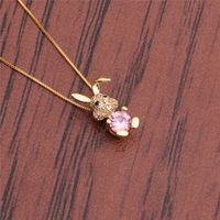 Wholesale Korean Copper Inlaid Zircon Rabbit Pendent Necklace main image 4