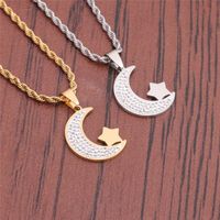 Titanium Steel Hip Hop Cross-border Necklace European And American  New Stainless Steel Moon And Star Pendant Necklace For Women main image 3