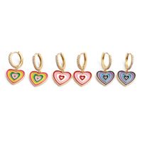 Korean Style Color Alloy Dripping Oil Heart Shape Earrings main image 1
