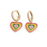 Korean Style Color Alloy Dripping Oil Heart Shape Earrings main image 3