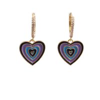 Korean Style Color Alloy Dripping Oil Heart Shape Earrings main image 6