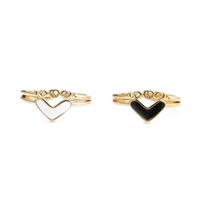 Simple Copper-plated Real Gold Heart Dripping Oil Couple Ring main image 1