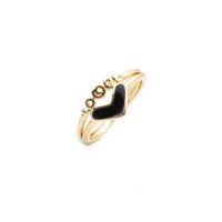 Simple Copper-plated Real Gold Heart Dripping Oil Couple Ring main image 3