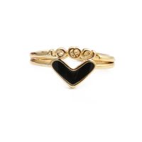 Simple Copper-plated Real Gold Heart Dripping Oil Couple Ring main image 4