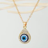 Fashion Drop-shaped Demon Eye Pendant Metal Necklace main image 4