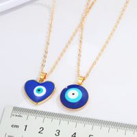 Fashion Peach Heart Round Devil's Eye Pendant Resin Necklace main image 3