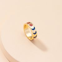 European And American Accessories Wholesale 2021 New Colorful Oil Necklace Sun Ring Women's Retro Autumn Design Moon Ring main image 1
