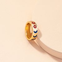 Europäische Und Amerikanische Accessoires Großhandel 2021 Neue Farbe Tropfen Öl Sonnen Ring Weibliche Retro Herbst Design Mond Ring main image 4