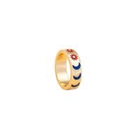Europäische Und Amerikanische Accessoires Großhandel 2021 Neue Farbe Tropfen Öl Sonnen Ring Weibliche Retro Herbst Design Mond Ring main image 6