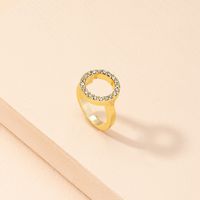 New Simple Alloy Diamond Letter Geometric Ring main image 3