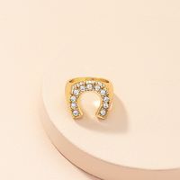 New Simple Alloy Diamond Letter Geometric Ring main image 4