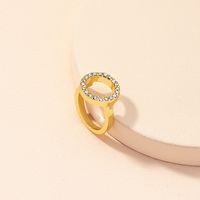 New Simple Alloy Diamond Letter Geometric Ring main image 5