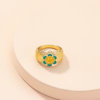 Korean Cute Flower Smiley Geometric Alloy Ring Wholesale main image 3