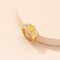 Korean Cute Flower Smiley Geometric Alloy Ring Wholesale main image 4
