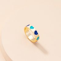 Korean Alloy Dripping Contrast Color Heart Ring Wholesale main image 2