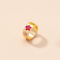 Korean Five-pointed Star Smiley Contrast Color Alloy Ring main image 4