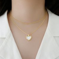 Korean Style Micro-inlaid Mother Shell Heart Short Necklace main image 4