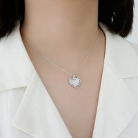 Korean Style Micro-inlaid Mother Shell Heart Short Necklace main image 5