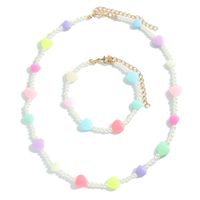 Summer Fashion Love Acrylic Pearl Necklace Handmade Ornament Accessories Bracelet Set Female Festival Gift Accessories sku image 3