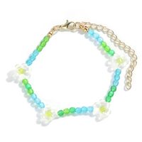 Ethnic Hand-woven Acrylic Flower Round Bead Chain Necklace Bracelet Set sku image 1