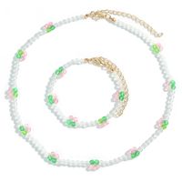 Simple Beads Acrylic Cherry Chain Multi-layer Necklace Bracelet Set sku image 5