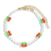 Simple Beads Acrylic Cherry Chain Multi-layer Necklace Bracelet Set sku image 2
