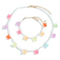 New Handmade Beads Woven Flower Pendant Necklace Bracelet Set sku image 25