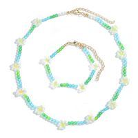 New Handmade Beads Woven Flower Pendant Necklace Bracelet Set sku image 27