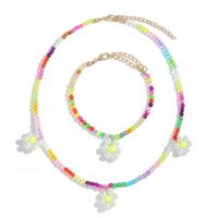 New Handmade Beads Woven Flower Pendant Necklace Bracelet Set sku image 24