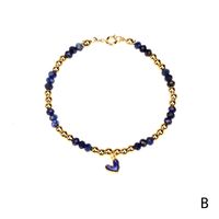 Retro Oil Drop Enamel Heart Copper-plated Metal Beads Bracelet sku image 2