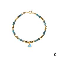 Retro Oil Drop Enamel Heart Copper-plated Metal Beads Bracelet sku image 3