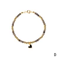 Retro Oil Drop Enamel Heart Copper-plated Metal Beads Bracelet sku image 4