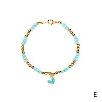 Retro Oil Drop Enamel Heart Copper-plated Metal Beads Bracelet sku image 5