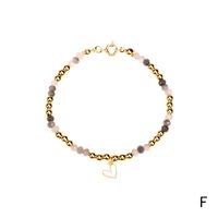 Retro Oil Drop Enamel Heart Copper-plated Metal Beads Bracelet sku image 6