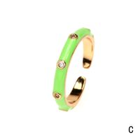 Fashion Enamel Geometric Copper Inlaid Zircon Open Ring Wholesale sku image 1