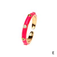 Fashion Enamel Geometric Copper Inlaid Zircon Open Ring Wholesale sku image 3