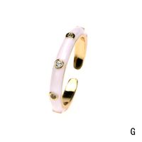 Fashion Enamel Geometric Copper Inlaid Zircon Open Ring Wholesale sku image 5