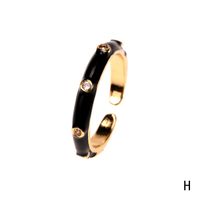 Fashion Enamel Geometric Copper Inlaid Zircon Open Ring Wholesale sku image 4