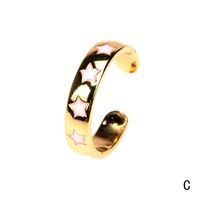 Fashion Color Dripping Oil Star Copper Ring Wholesale sku image 3