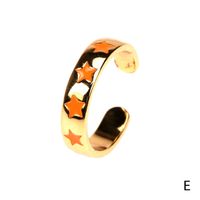 Fashion Color Dripping Oil Star Copper Ring Wholesale sku image 5