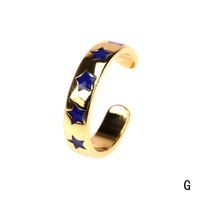 Fashion Color Dripping Oil Star Copper Ring Wholesale sku image 7