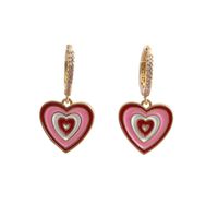 Korean Style Color Alloy Dripping Oil Heart Shape Earrings sku image 2