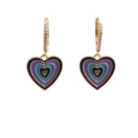 Korean Style Color Alloy Dripping Oil Heart Shape Earrings sku image 3