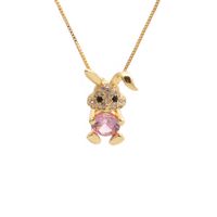 Wholesale Korean Copper Inlaid Zircon Rabbit Pendent Necklace sku image 1
