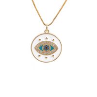 Yiwu Foreign Trade Copper Zircon Ornament Wholesale European And American Copper Plated Real Gold Love Fatima Devil's Eye Necklace sku image 6