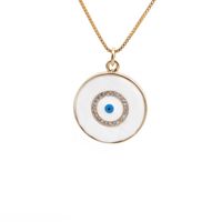 Yiwu Foreign Trade Copper Zircon Ornament Wholesale European And American Copper Plated Real Gold Love Fatima Devil's Eye Necklace sku image 1